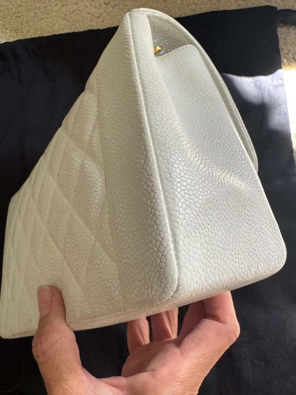 Vintage Medium White Chanel Diana Caviar